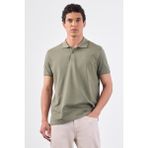 Haki Polo Yaka Pamuklu Düz Renk Slim Fit Erkek T-shirt - 3XL