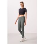 Haki Polyester Esnek Standart Fit Performans Kadın Tayt - 94667