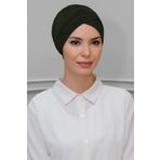 Haki Pratik Hazır Geçmeli Tesettür Bone Sandy Kumaş Çapraz Büzgülü 1801_09