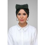 Haki Pratik Hazır Geçmeli Tesettür Bone Sandy Kumaş Fiyonklu Büzgülü 7006_09