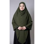 Haki Pratik Hazır Geçmeli Tesettür Eşarp Medine İpeği Bağcıklı Sufle Hijab 2301 09