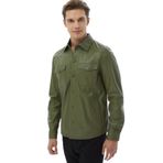 Haki Regular Fit Gömlek Yaka Smart Casual Koyun Derisi Deri Mont