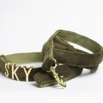 HAKİ RENK İsimli Köpek Tasması, Kadife Köpek Tasması, Ayarlanabilir İsimlikli Köpek Tasması, Kişiselleştirilebilir Köpek Tasması.