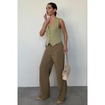 Haki Yüksek Bel Kadın Palazzo Pantolon MG2506 - XL