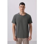 Haki Yüzeyi Dokulu Rahat Form Basic Erkek T-Shirt - 88436