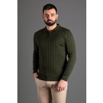 HAKİ ZEKİ ÖZER ERKEK HAKİ DOKULU ÇİZGİLİ POLO TRİKO KAZAK CNL725K019