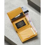 Hakiki Dana Derisi Natural Mekanizmalı Otomatik Mavi Kartlık Cüzdan (10X8,5 cm) (Sarı)