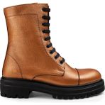Hakiki Deri Bronz Rengi Kadın Postal Bot