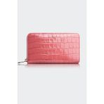 Hakiki Deri, El Yapımı, Kadın Cüzdan, Fermuarlı, 12 Kart Yuvası, 5110 Pembe - %100 Hakiki Dana Derisi
