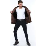 Hakiki Deri Kahverengi Dali Yakası Kürklü Erkek Deri Ceket - 3XL - 0-Kahverengi