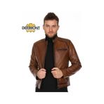 Hakiki Deri Kahverengi Kısa Fermuarlı Erkek Deri Ceket