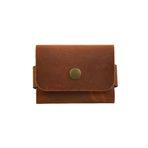 Hakiki Deri Minimal Kartlık, Erkek & Kadın Minimalist Kartvizitlik, Tek Çıtçıtlı Şık Para ve Cüzdan, Hediyelik Ürün (camel)
