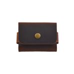Hakiki Deri Minimal Kartlık, Erkek & Kadın Minimalist Kartvizitlik, Tek Çıtçıtlı Şık Para ve Cüzdan, Hediyelik Ürün (taba)