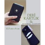 Hakiki Deri Minimal Tasarım Kadın Cüzdan Kartlık Mor