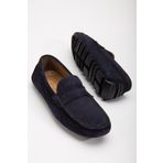 Hakiki Deri Nubuk Rok Kolej Model Lacivert Erkek Günlük Loafer Ayakkabı
