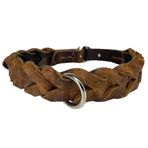 Hakiki Deri Örgü Köpek Tasması (Taba, S (25-30cm))