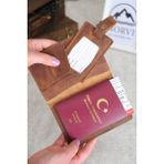 Hakiki Deri Pasaport Kılıfı ve Valiz Etiketi - Fındık