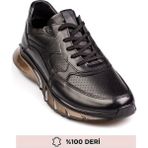 Hakiki Deri, Şeffaf Balon Taban, Iç Dış Deri, Erkek Sneaker Ayakkabı - Siyah