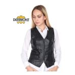 Hakiki Deri Siyah Casual Fermuarlı Kadın Deri Yelek
