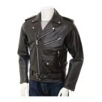 Hakiki Deri Siyah Erkek Deri Biker Ceket: Ashcombe