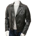 Hakiki Deri Siyah Erkek Deri Biker Ceket: Buckerell - 2XL - 0 - Siyah