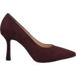 Hakiki Deri Stiletto Disparita 26301 Ince Topuk Kadın Ayakkabı - Bordo - Süet