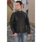 Hakiki Derimont Siyah Kuzu Derisi Ceket Fermuarlı Cepli El Yapımı Motorcu Tarzı Slim Fit