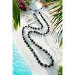 Hakiki Kar Tanesi Obsidiyen Doğaltaş Uzun Unisex Kolye (70-80 Cm)