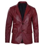Hakiki Kuzu Derisi Erkek Blazer Ceket, Bordo Renk, 2 Düğmeli, Saten Astarlı, Kapaklı Cepli, Çift Yırtmaçlı (M)