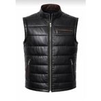 Hakiki Kuzu Derisi Şişme Yelek, Siyah, SlimFit Kesim, Fermuar Kapamalı, Fitil Şeritli, Spor Duruş (7XL)
