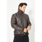 Hakiki Nubuk Deri Pilot Mont - Içi Kürklü, Kahverengi, Sınırlı Sayıda 75 cm - 500622 - 2XL