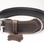 Hakiki Yağlı Deri Köpek Boyun Tasması XXS Koyu Kahverengi 2x22-30 cm