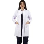 Hakim Yaka Orta Boy Beyaz Bayan Doktor Öğretmen Hemşire Laboratuvar Önlüğü - 4XL