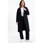 Hakke Oversize Geniş Kesim Uzun Yünlü Kaşe Kaban - Siyah - XL