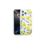 Haktan Kılıf İphone 12 Pro Kılıf Sıvılı Simli Baskılı Şeffaf Arka Yüzey Zore Mossa Silikon Kapak - Sarı