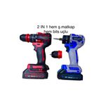 haktaş 2 in1 Akülü Şarjlı Matkap Bits Uçlu ve Mandren Başlıklı İki Fonksiyon Bir Arada Kırmızı ve Mavi Renk