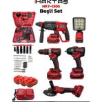 Haktaş 5'li Set Matkap, Somun Sökme, Hilti ve Spiral Başlıkları ile Yüksek Performanslı Akülü Vidalama