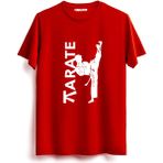 Hakuof Erkek Kısa Kol Karate Tişört Kırmızı Grafik Desenli Esnek Kumaş S Beden