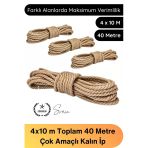 #Halat Çok Amaçlı Kalın İp Jüt İpi Hamak Çamaşır Salıncak Atlama Çadır Tarla Kamyon Dayanıklı Esnek Halat 40 Metre 4 Ade