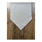 HALFART Bej Yonca Desenli Duck Keten Runner | 40x140 cm | Su Geçirmez Kirlenmez Masa Örtüsü