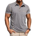 Halfword Erkek Polo Tişört Kısa Gömlek Henry Yaz Üst, gri, 3XL
