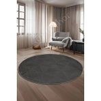 Halı Cool Antrasit Pramit Desenli Saçaksız Yuvarlak Yolluk Kilim Salon Halısı Modelleri