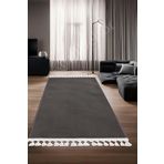 Halı Cool Antrasit Sahra Kaymaz Yıkanabilir Saçaklı Kare Yolluk Salon Halısı Modelleri