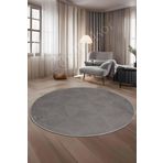 Halı Cool Gri Pramit Desenli Saçaksız Yuvarlak Kesme Yolluk Kilim Salon Halısı Modelleri