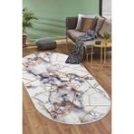 Halı Gold Kristal Yıkanabilir Saçaksız Oval Kesme Ince Yolluk Kilim Salon Halısı Modeli Çok Renkli