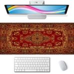 Halı Masa Matı Vintage Retro Boho Büyük Genişletilmiş Mouse Pad XL Oyun Mouse Pad Klavye Mouse Mat Bilgisayar Dizüstü Bilgisayar için 70 cm x 25 cm Kaymaz Kauçuk Taban Dikişli Kenarları