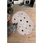 Halı Sepeti Enti Bonn 8804 Gri Oval Iskandinav Halı Salon Halısı Kesme Halı Yolluk - 100 x 300 cm - Krem - Açık Sarı
