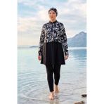 Haliç Mayo Desenli Tam Kapalı Tesettür Mayo 13 SIYAH06 - XL - 2XL - Gri - Siyah - Beyaz
