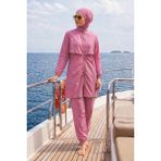 Haliç Mayo Paraşüt Tam Kapalı Tesettür Mayo 20251 Pembe Su İtici Özellikli - XL