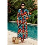 Haliç Mayo Tesettür Mayo Üzerine Tek Kaftan Pareo 6303 Siyah